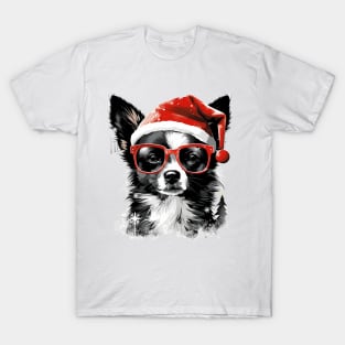 Magical Christmas Chihuahua in the snow: cute four-legged friend with festive hat T-Shirt